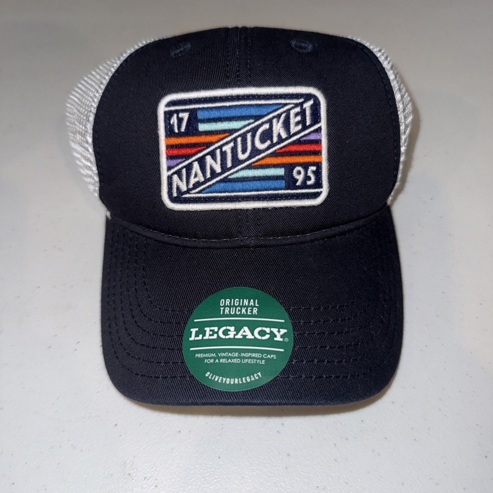 Nantucket MA Trucker Hat Snapback Cap Blue Massachusetts Legacy Retro Mesh New